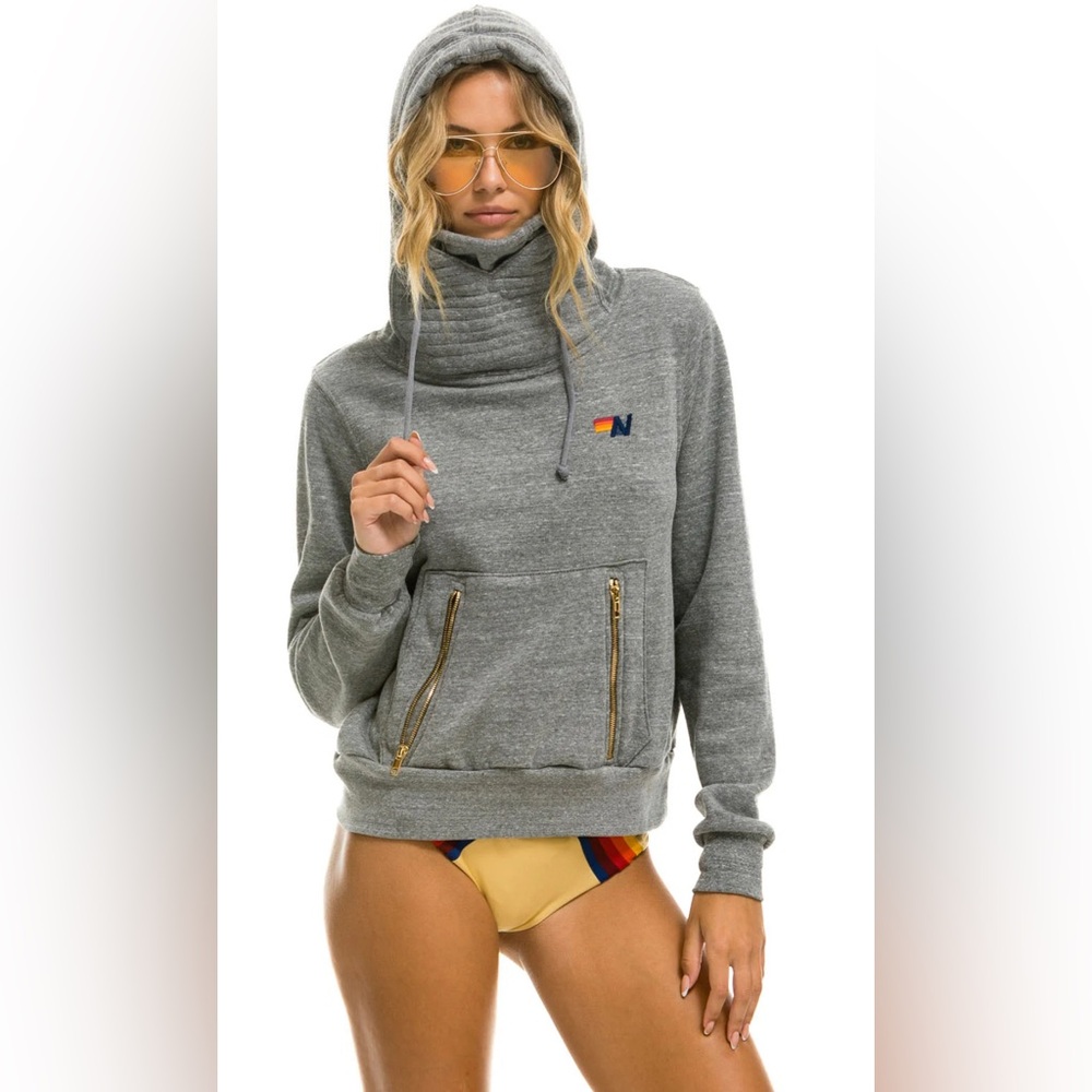 Aviator Nation Ninja Pullover Hoodie in Heather Grey Small Brand New